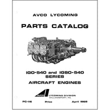 Essco Aircraft Aircraft Manual Lycoming IGO-540, IGSO-540 Series, 1981 Parts Catalog PC-116 (PC-116)
