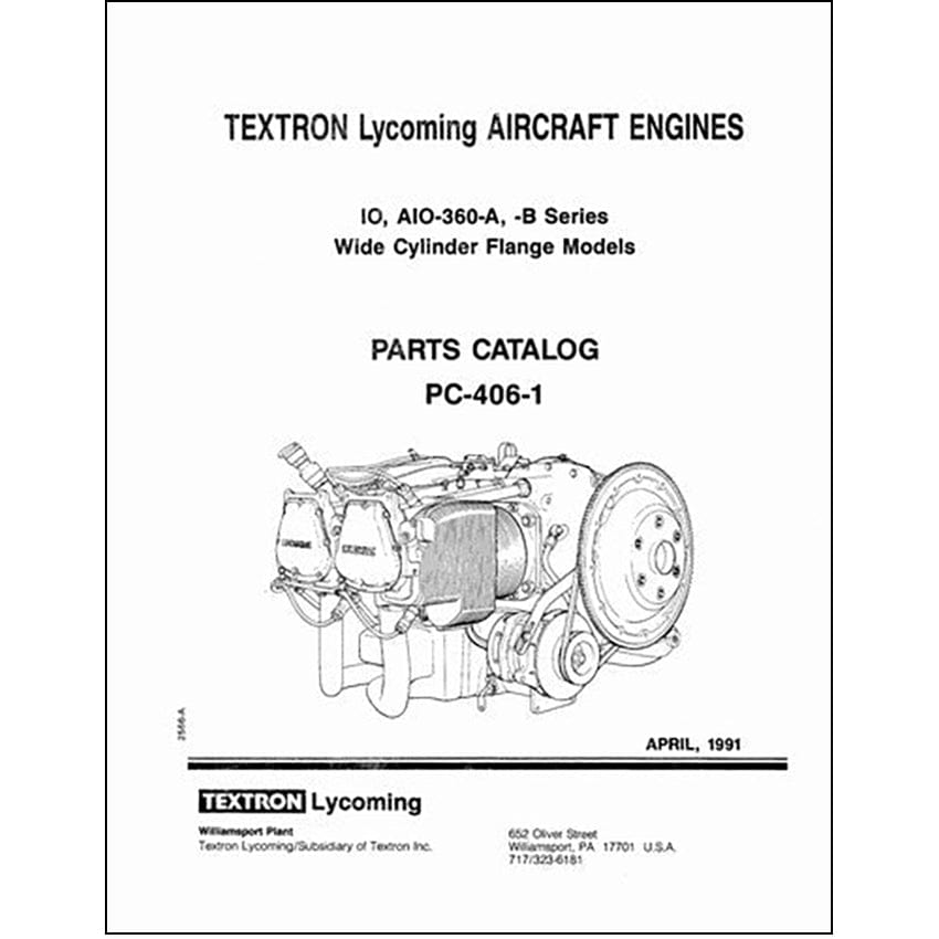 Essco Aircraft Aircraft Manual Lycoming IO, AIO-360-A,B Series Parts Catalog PC-406-1 (PC-406-1)