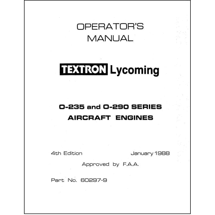Essco Aircraft Aircraft Manual Lycoming O-235 & O-290 1988 Operator's Manual (60297-9)