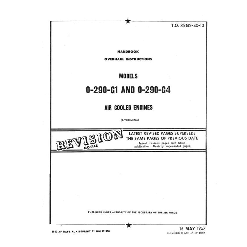 Essco Aircraft Aircraft Manual Lycoming O-290-G1, -G4 Overhaul (38G2-40-13)