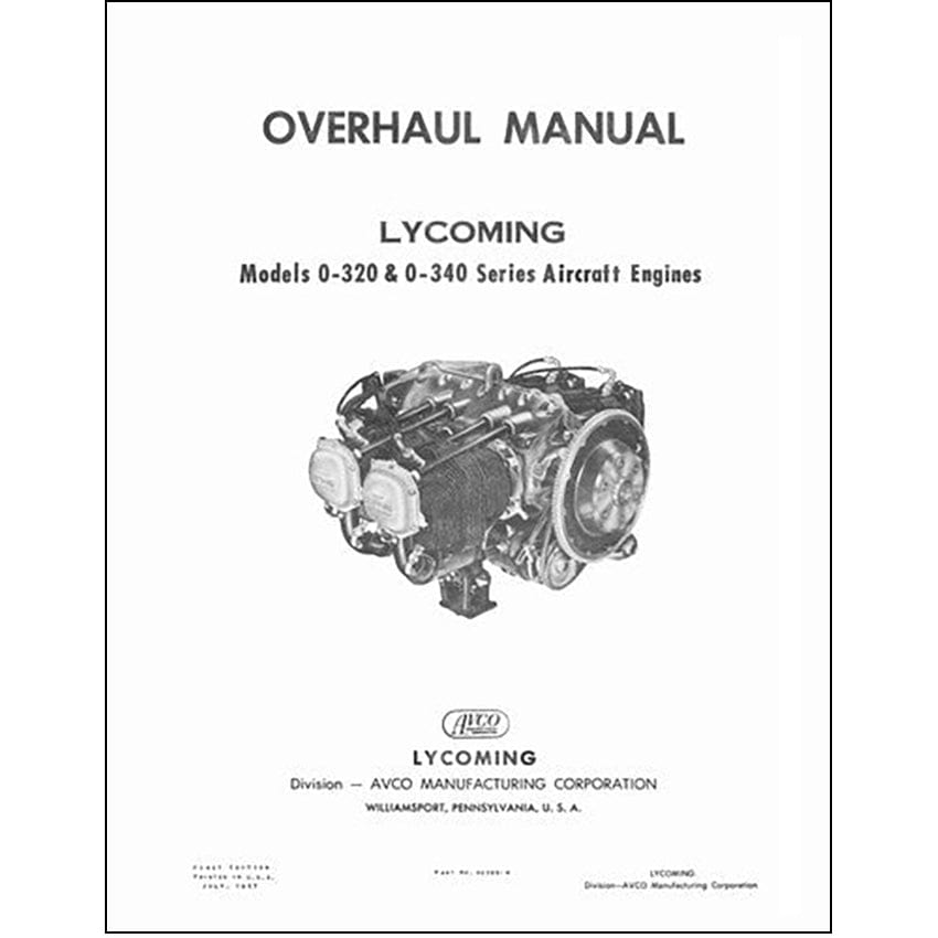 Essco Aircraft Aircraft Manual Lycoming O-320 & O-340 Series 1957 Overhaul Manual (60298-4)
