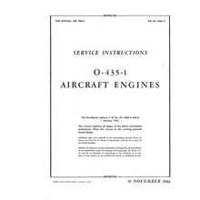 Essco Aircraft Aircraft Manual Lycoming O-435-1 1944 Maintenance Instructions (02-15BA-2)