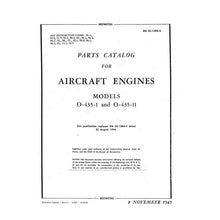 Essco Aircraft Aircraft Manual Lycoming O-435-1, O-435-11 1945 Parts Catalog (02-15BA-4)