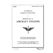 Essco Aircraft Aircraft Manual Lycoming R-680-9,-13 1941 Overhaul Instructions (02-15AB-3)