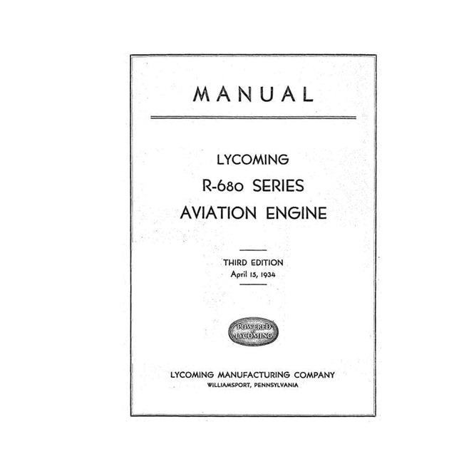 Lycoming R-680 Engine Manual | Essco Vintage Aircraft Repro