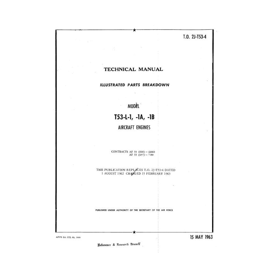 Essco Aircraft Aircraft Manual Lycoming T53-L-1, -1A, -1B 1963 Illustrated Parts (2J-T53-4)