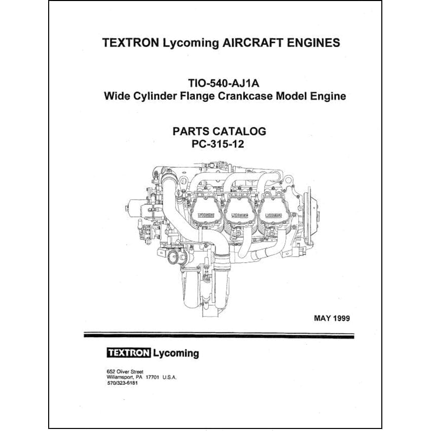 Essco Aircraft Aircraft Manual Lycoming TIO-540-AJ1A 1999 Parts Catalog PC-315-12 (PC-315-12)