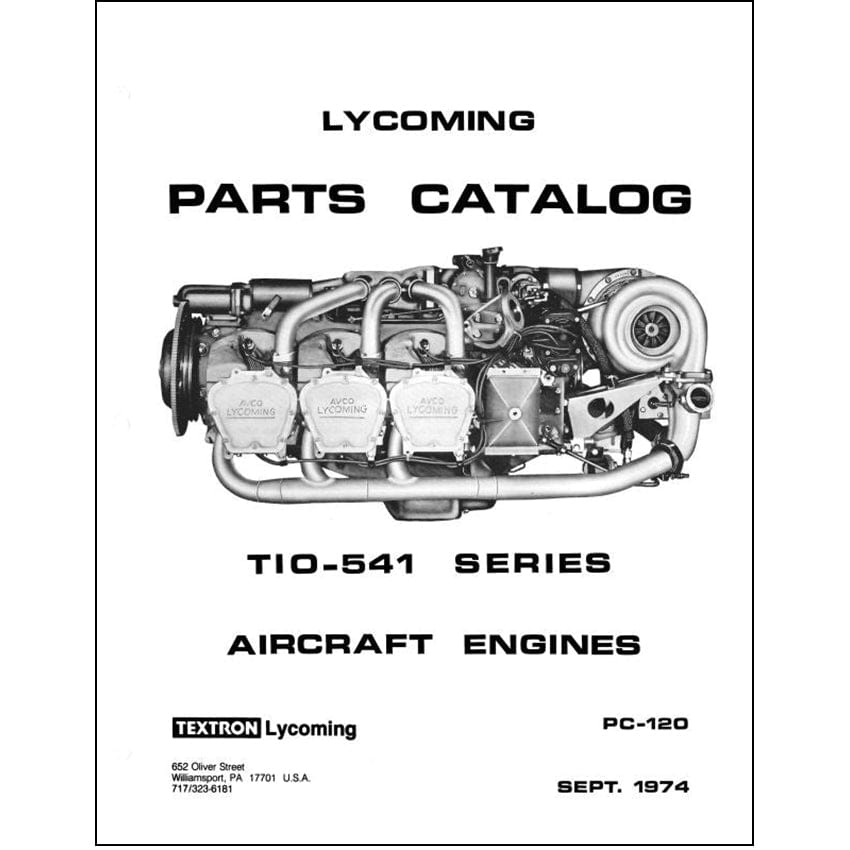 Essco Aircraft Aircraft Manual Lycoming TIO-541 Series 1974 Parts Catalog PC-120 (PC120)