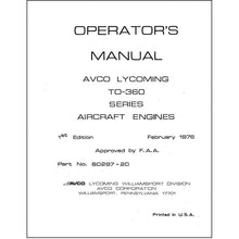 Essco Aircraft Aircraft Manual Lycoming TO-360 Series, 1976 Operator's Manual (60297-20-2)