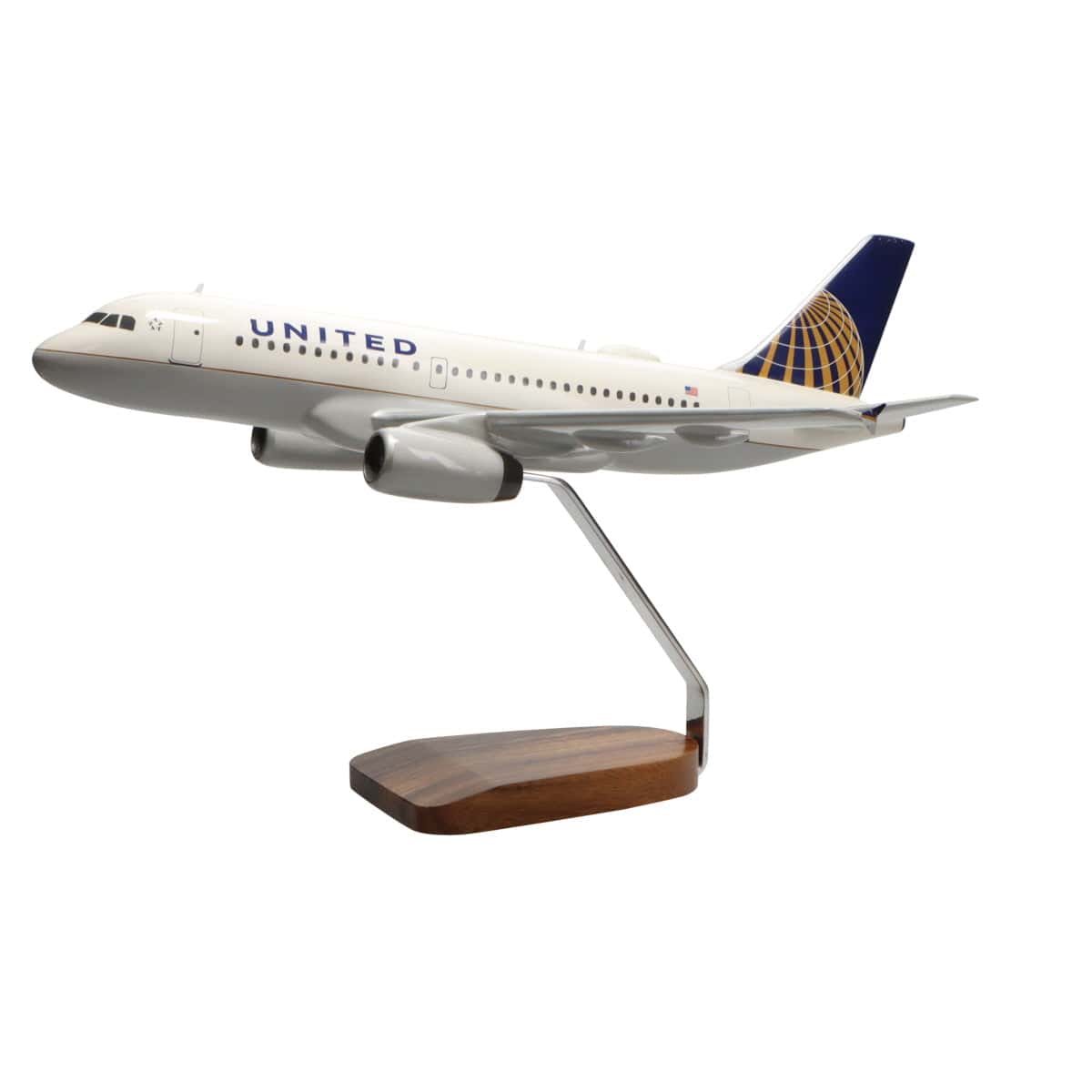 High Flying Models Aircraft Models Airbus A319-100 United Airlines (Continental Merger Livery) Large Mahogany Model
