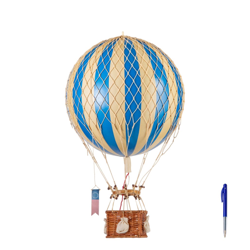 Authentic Models Aircraft Models Authentic Models Blue Royal Aero: Exquisite Blue Hot Air Balloon with Woven Reed Basket - AP163D