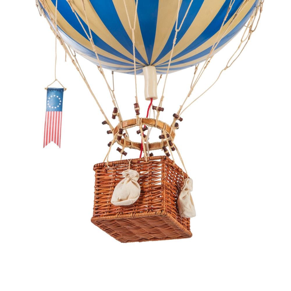 Authentic Models Aircraft Models Authentic Models Blue Royal Aero: Exquisite Blue Hot Air Balloon with Woven Reed Basket - AP163D