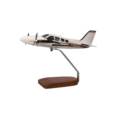 High Flying Models Aircraft Models Beechcraft Baron G58 (Red/Black) Large Mahogany Model