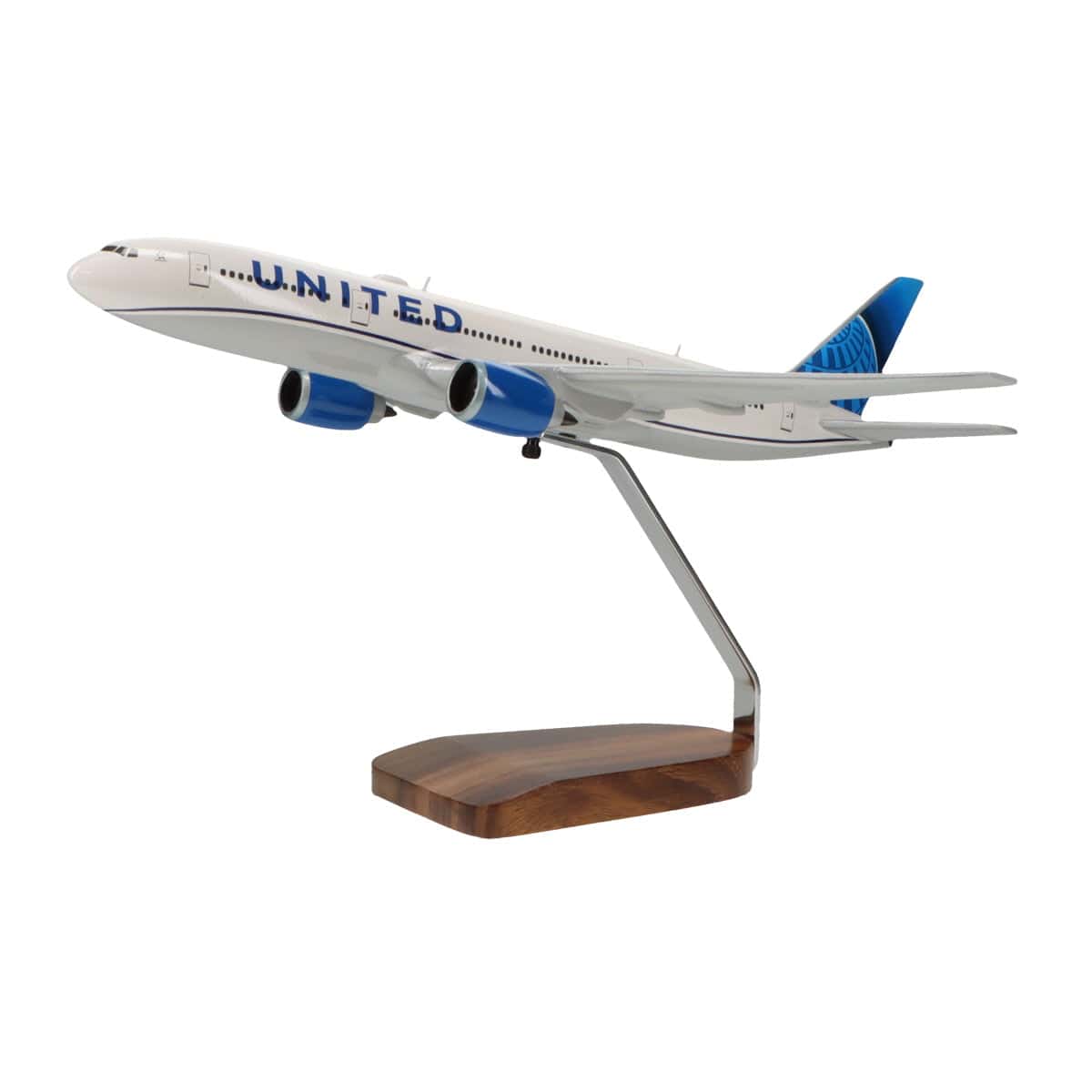 High Flying Models Aircraft Models Boeing 777-200 United Airlines (2019 New Livery) Large Mahogany Model