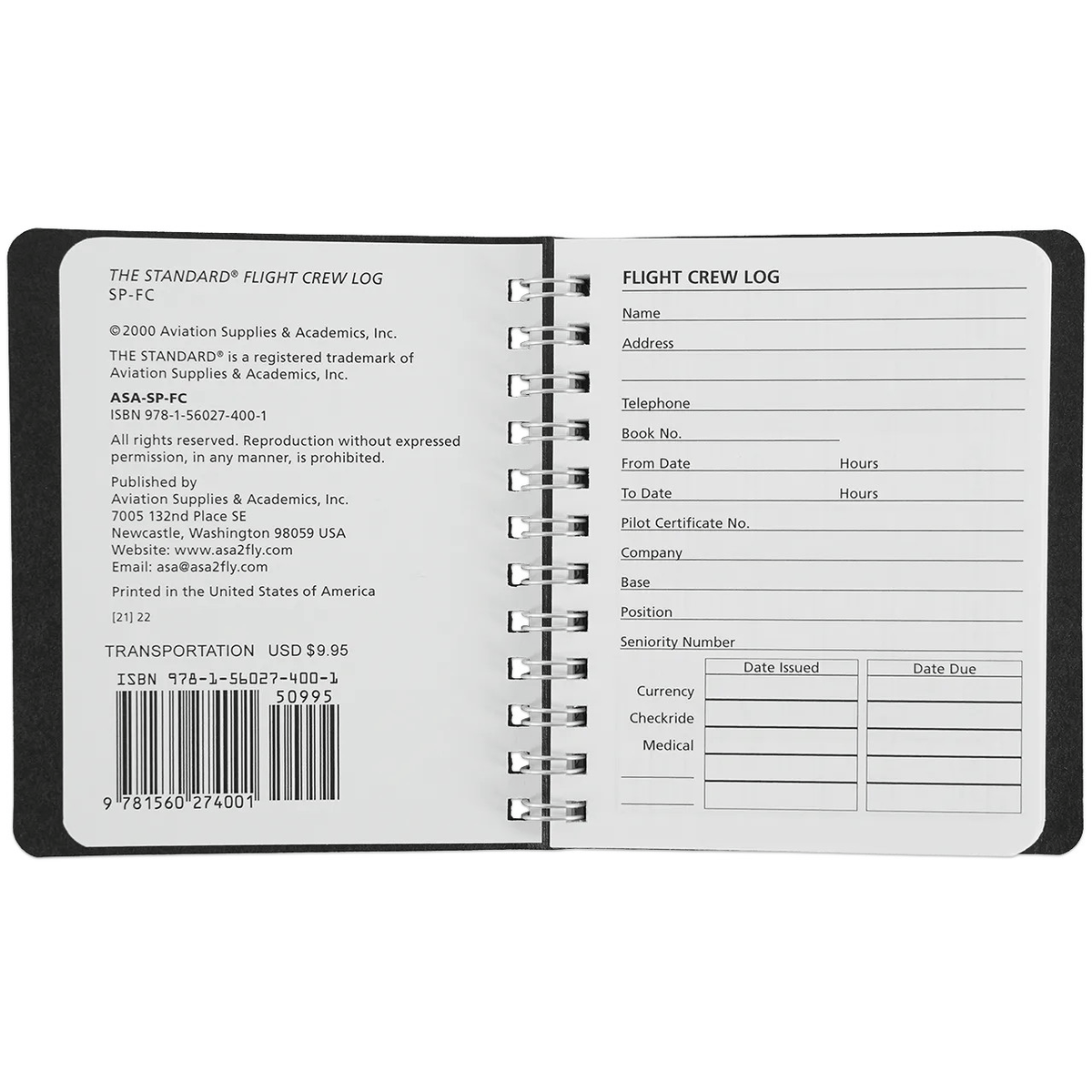 ASA ASA The Standard Flight Crew Logbook for Professional Pilots