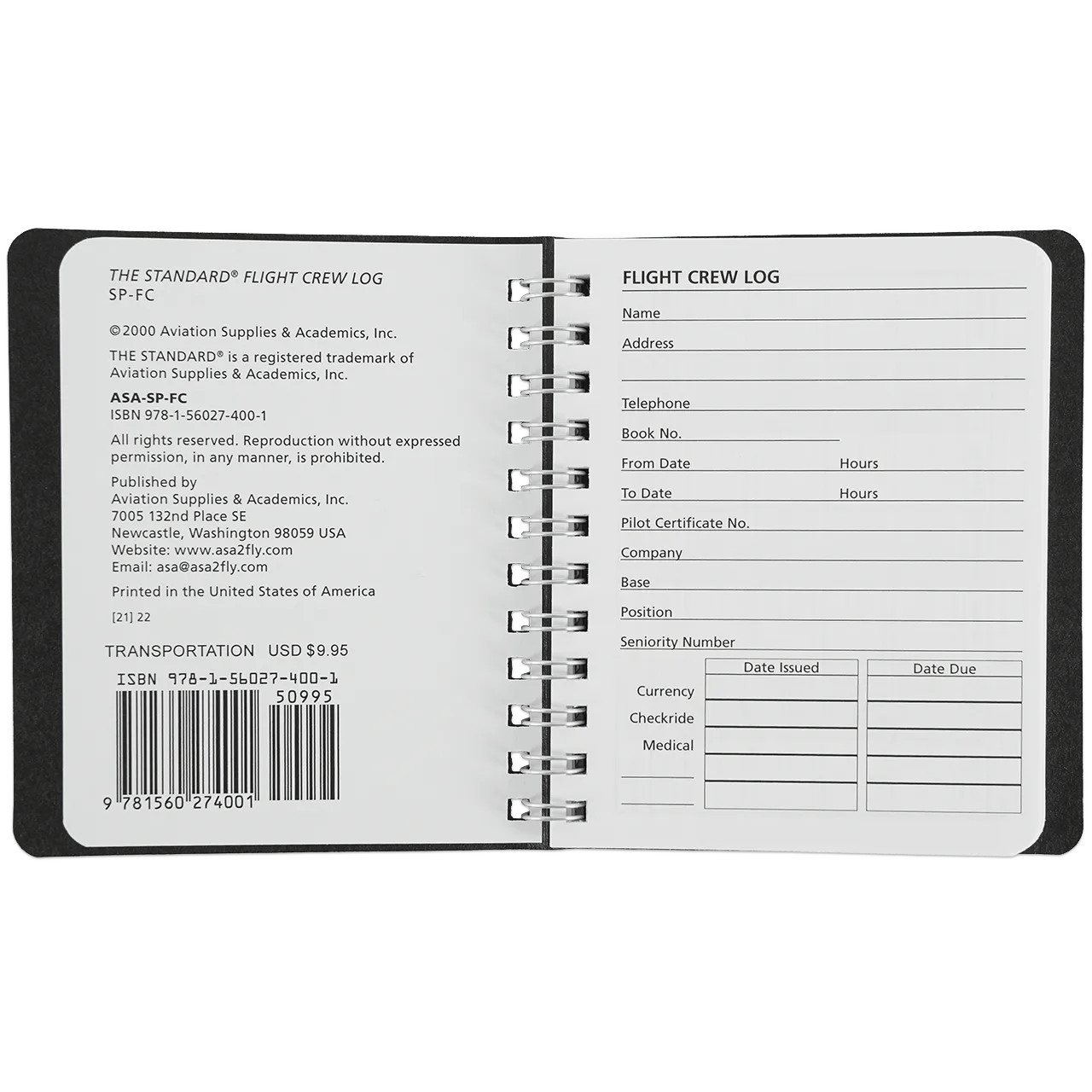 ASA ASA The Standard Flight Crew Logbook for Professional Pilots