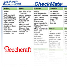 Checkmate Aviation Aviation Checklists Beechcraft Bonanza F33A Checkmate+ Standard Size Comprehensive Pilot Checklist (Modernized and Updated)