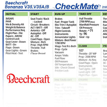 Checkmate Aviation Aviation Checklists Beechcraft Bonanza V35 Checkmate+ Standard Size Comprehensive Pilot Checklist (Modernized and Updated)