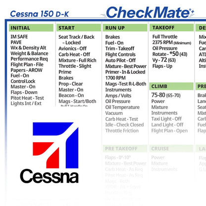 Checkmate Aviation Aviation Checklists Cessna 150 D-K Checkmate+ Standard Size Comprehensive Pilot Checklist (Modernized and Updated)