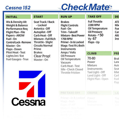 Checkmate Aviation Aviation Checklists Cessna 152 Checkmate+ Standard Size Comprehensive Pilot Checklist (Modernized and Updated)