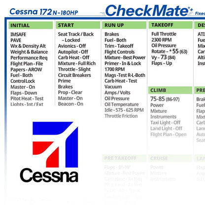 Checkmate Aviation Aviation Checklists Cessna 172 N 180 Fixed Pitch Checkmate+ Standard Size Comprehensive Pilot Checklist (Modernized and Updated)