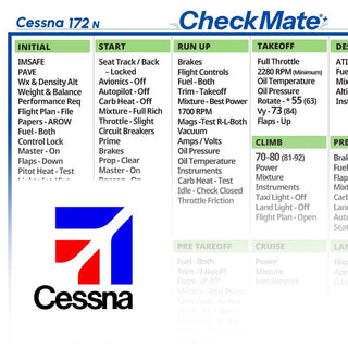 Cessna 172 N Checkmate+ Standard Size Comprehensive Pilot Checklist (Modernized and Updated)