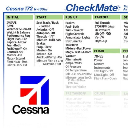 Checkmate Aviation Aviation Checklists Cessna 172 R 180 Fixed Pitch Checkmate+ Standard Size Comprehensive Pilot Checklist (Modernized and Updated)
