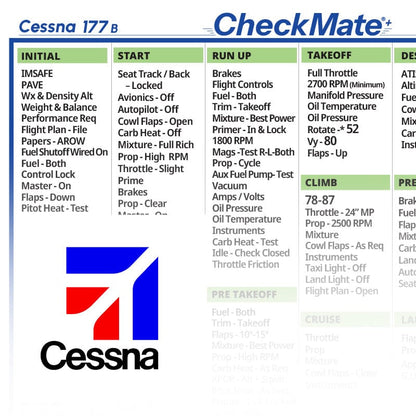 Checkmate Aviation Aviation Checklists Cessna 177 B Checkmate+ Standard Size Comprehensive Pilot Checklist (Modernized and Updated)