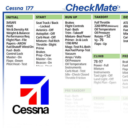 Checkmate Aviation Aviation Checklists Cessna 177 Checkmate+ Standard Size Comprehensive Pilot Checklist (Modernized and Updated)