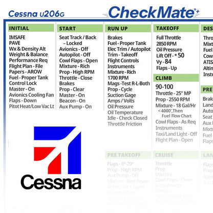 Checkmate Aviation Aviation Checklists Cessna 206 G Checkmate+ Standard Size Comprehensive Pilot Checklist (Modernized and Updated)