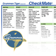 Checkmate Aviation Aviation Checklists Grumman Tiger Checkmate+ Standard Size Comprehensive Pilot Checklist (Modernized and Updated)