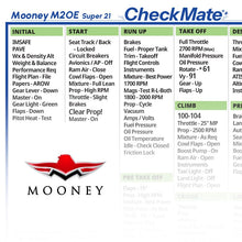 Checkmate Aviation Aviation Checklists Mooney M20E Super 21 Checkmate+ Standard Size Comprehensive Pilot Checklist (Modernized and Updated)