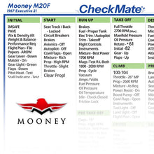 Checkmate Aviation Aviation Checklists Mooney M20F Checkmate+ Standard Size Comprehensive Pilot Checklist (Modernized and Updated)