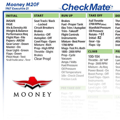 Checkmate Aviation Aviation Checklists Mooney M20F Checkmate+ Standard Size Comprehensive Pilot Checklist (Modernized and Updated)