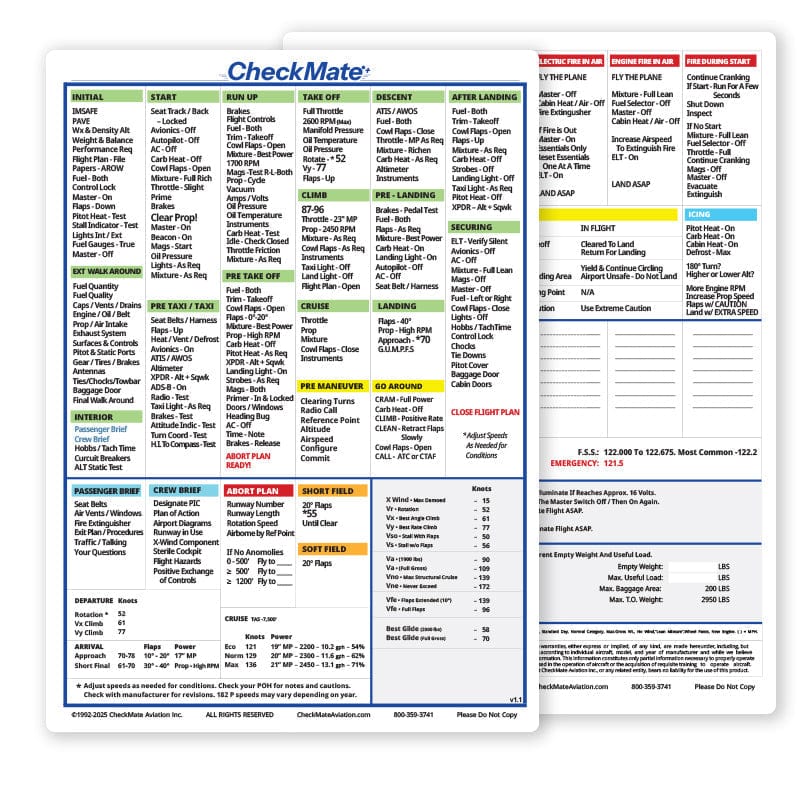 Checkmate Aviation Aviation Checklists Mooney M20F Checkmate+ Standard Size Comprehensive Pilot Checklist (Modernized and Updated)