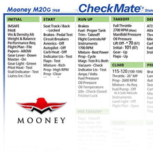 Checkmate Aviation Aviation Checklists Mooney M20G Checkmate+ Standard Size Comprehensive Pilot Checklist (Modernized and Updated)