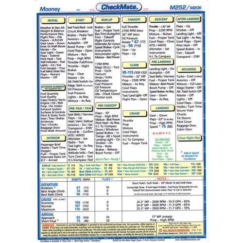 Checkmate Aviation Aviation Checklists Mooney M20K 252 Compact Size Comprehensive Pilot Checklist by CheckMate
