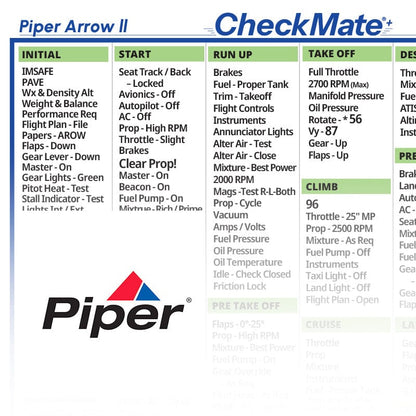 Checkmate Aviation Aviation Checklists Piper Arrow II Checkmate+ Standard Size Comprehensive Pilot Checklist (Modernized and Updated)