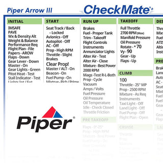 Lista de verificación completa del piloto de tamaño estándar para Piper Arrow III Checkmate+ (modernizada y actualizada)