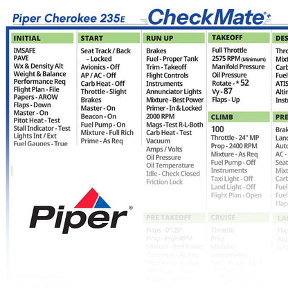 Checkmate Aviation Aviation Checklists Piper Cherokee 235e Checkmate+ Standard Size Comprehensive Pilot Checklist (Modernized and Updated)