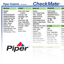Checkmate Aviation Aviation Checklists Piper Dakota Checkmate+ Standard Size Comprehensive Pilot Checklist (Modernized and Updated)