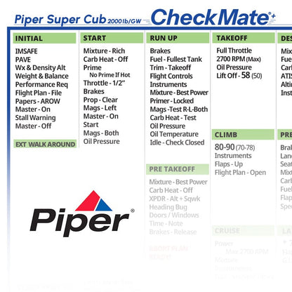 Checkmate Aviation Aviation Checklists Piper Super Cub 2000 Checkmate+ Standard Size Comprehensive Pilot Checklist (Modernized and Updated)