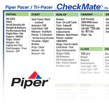 Checkmate Aviation Aviation Checklists Piper Tri-Pacer 125-135 Checkmate+ Standard Size Comprehensive Pilot Checklist (Modernized and Updated)