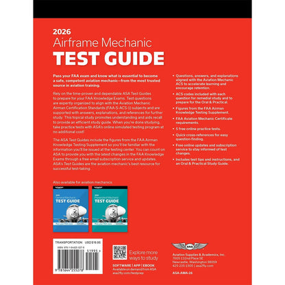 ASA Aviation Maintenance Technician ASA 2026 AMT Airframe Test Prep Book with Free Practice Tests