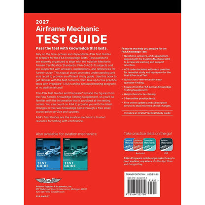 ASA Aviation Maintenance Technician ASA 2027 AMT Airframe Test Prep Book with Free Practice Tests