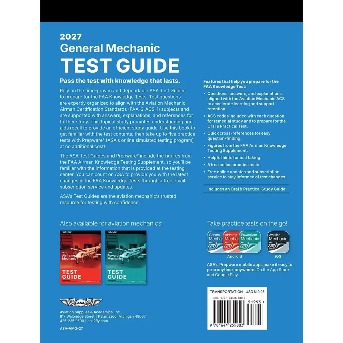 ASA Aviation Maintenance Technician ASA 2027 General Test Guide: Pass Your FAA Exam