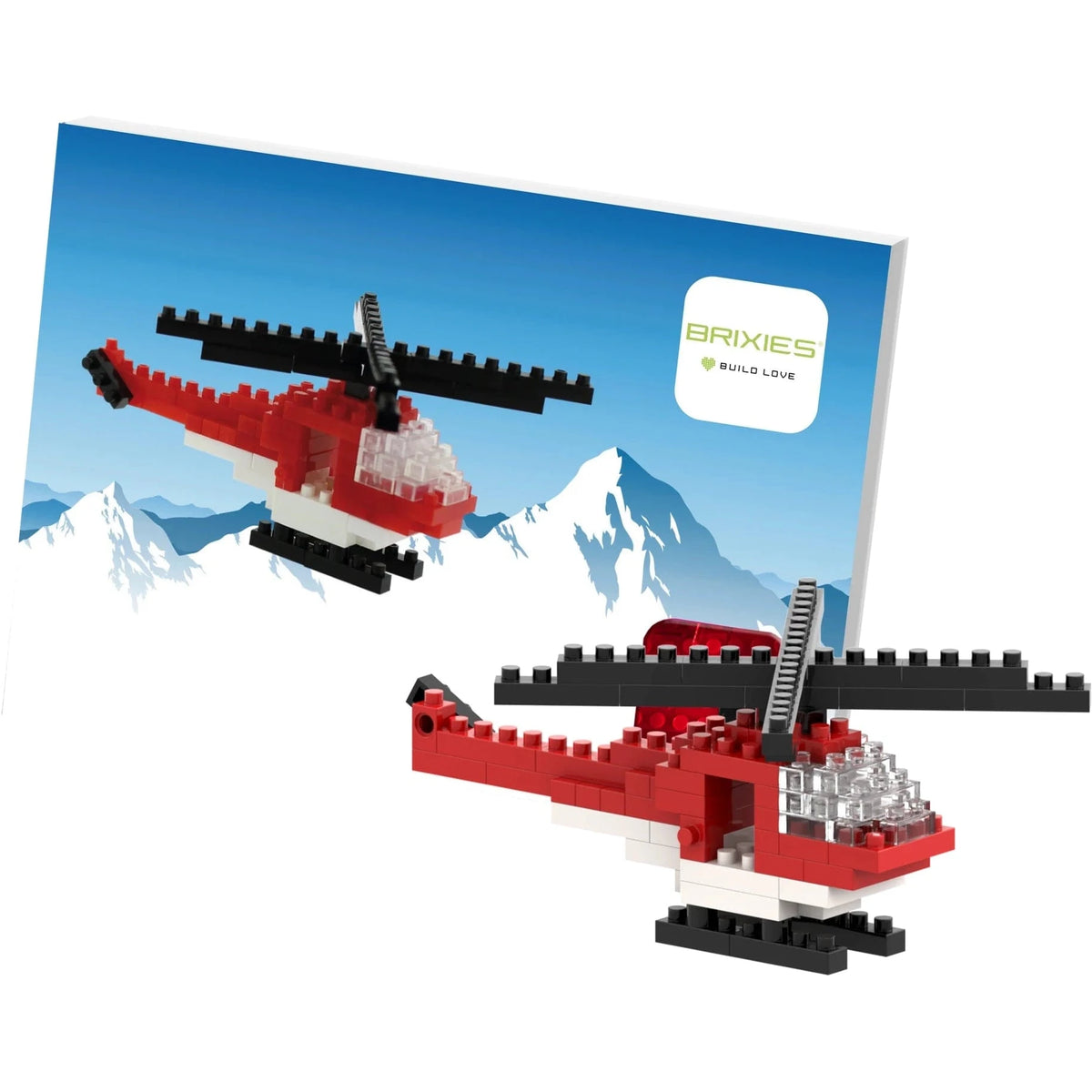 Toysmith Blocks Brixies Postcard Helicopter – 80 Piece Building Kit