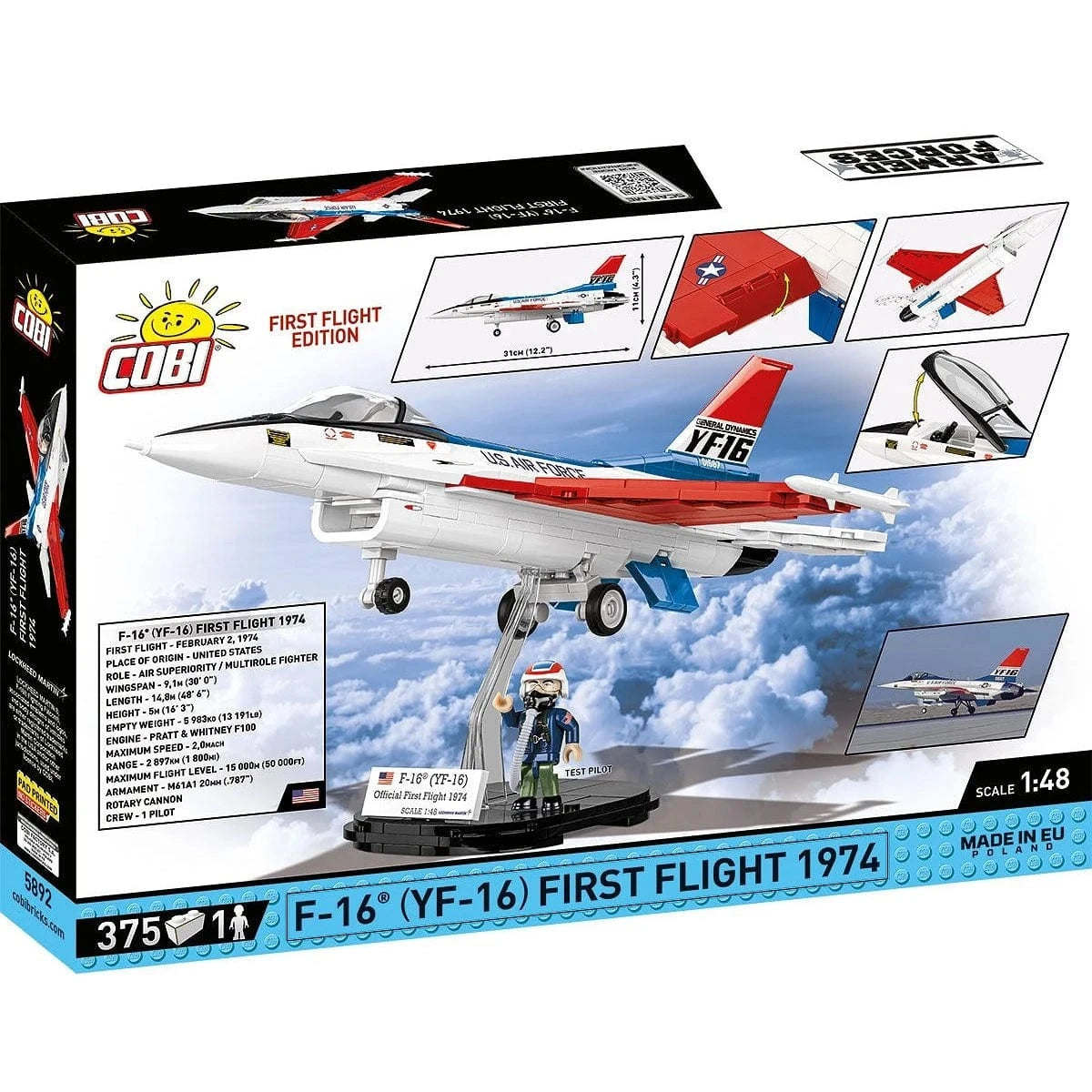 Cobi Blocks Blocks Lockheed F-16 (YF-16) First Flight Edition 1974 Fighter 375pc Set COBI Blocks