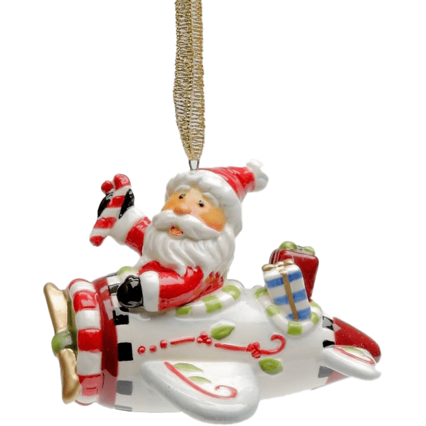 Cosmos Gifts Christmas Cosmos Gifts I Believe: Santa With Airplane Ornament