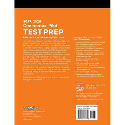 ASA Commercial Pilot ASA 2027-2028 Commercial Pilot Test Prep: Book + Prepware Online Practice Tests